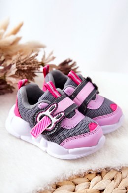 Dziecięce Sportowe Buty Na Rzep Befado Szaro-Różowe