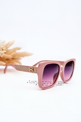 Damskie Okulary Przeciwsłoneczne Z Brokatem M2354 Różowe