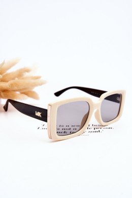 Okulary Przeciwsłoneczne Z Ozdobą M2366 Czarno-Beżowe